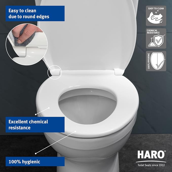 HARO | ROUND Toilet Seat | Heavy-Duty up to 550 lbs Capacity | Slow-Close-Seat - Image 7