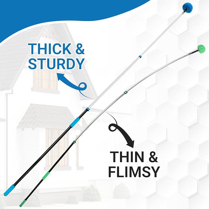 20 Feet High-Reach Cobweb Duster, Spider Web Brush & Ceiling Cleaning Kit - Image 3