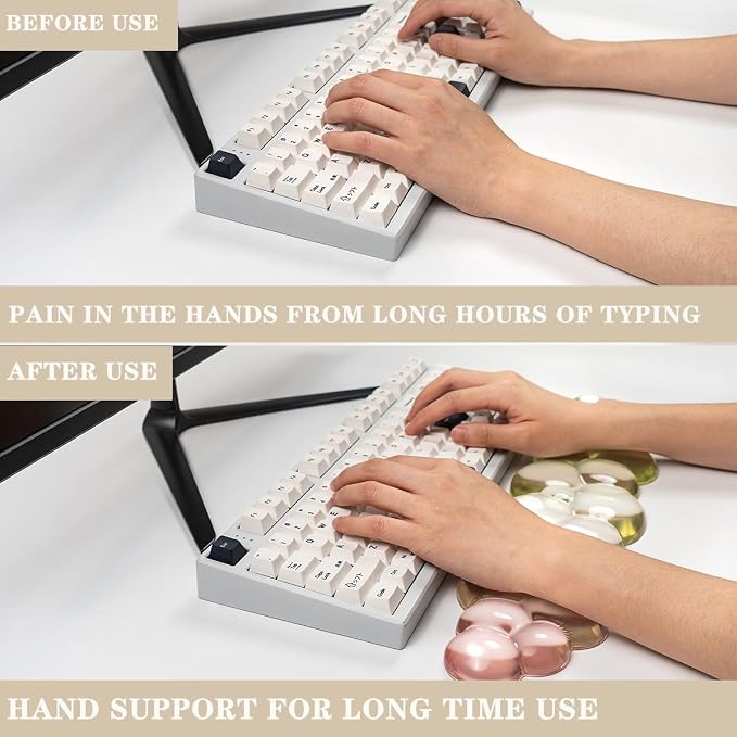 Ergonomic Cloud Silicone Gel Keyboard and Mouse Wrist Rest Set – Clear Wrist - Image 3