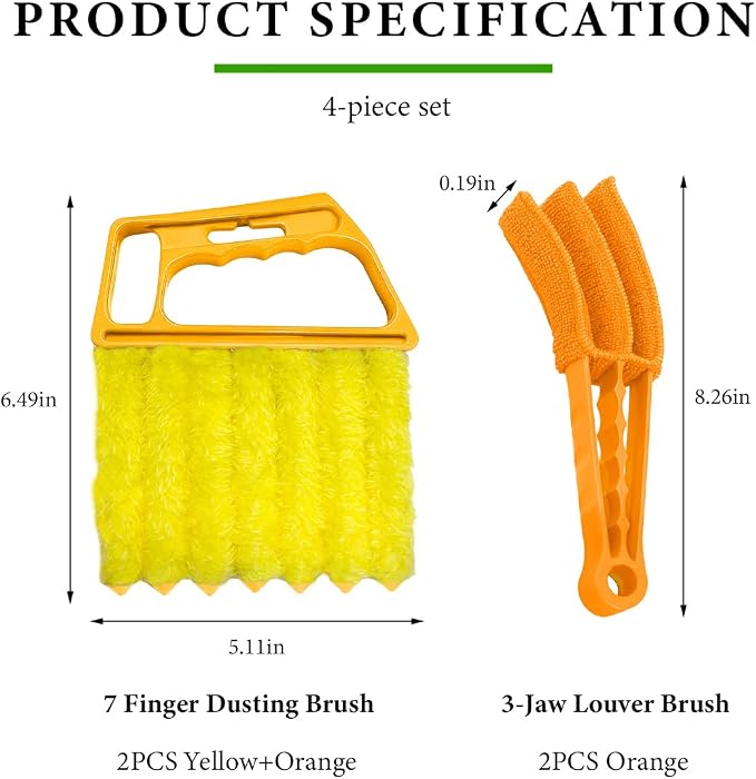 4 PCS Blind Cleaner Duster Tool, Window Venetian Hand-held 7 Finger Dusting - Image 2