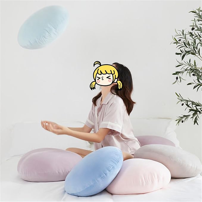MOJUN Round Throw Pillow, 15.7" Soft Solid Color Home Decorative Round Pillows Sofa Chair Cushion Floor Pillows for Couch Car Living Room Bed, Blue