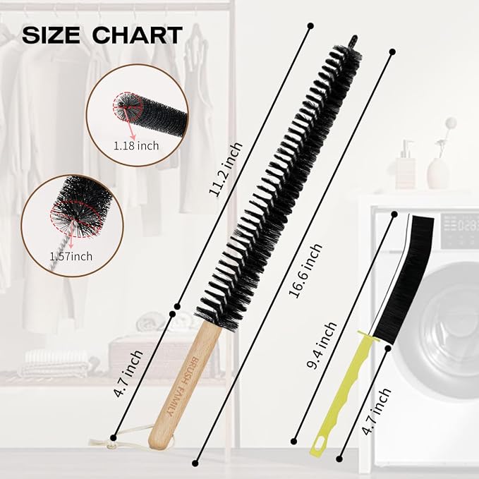 2 Pack Dryer Vent Cleaning Brush Kit: 16.5" Heavy-Duty Lint Removal Tool - Image 3