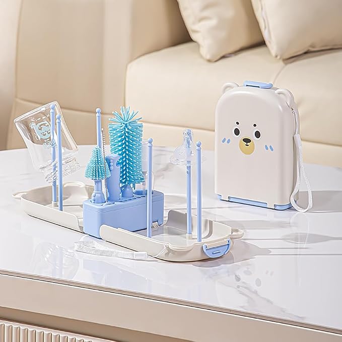 6-in-1 Portable Baby Bottle Cleaning Set, Silicone Baby Bottle Brush Kit by Onluckdeer