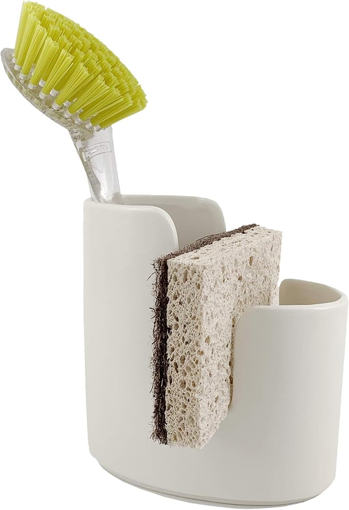 Kitchen Sink Caddy Dish Sponge Holder and Scrub Brush Dish Wand Holder Ceramic by scarlettwares