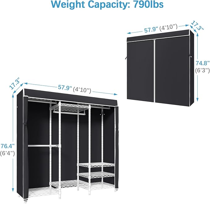 VIPEK V5C Covered Clothes Rack Heavy Duty Portable Closet Wardrobe, - Image 5