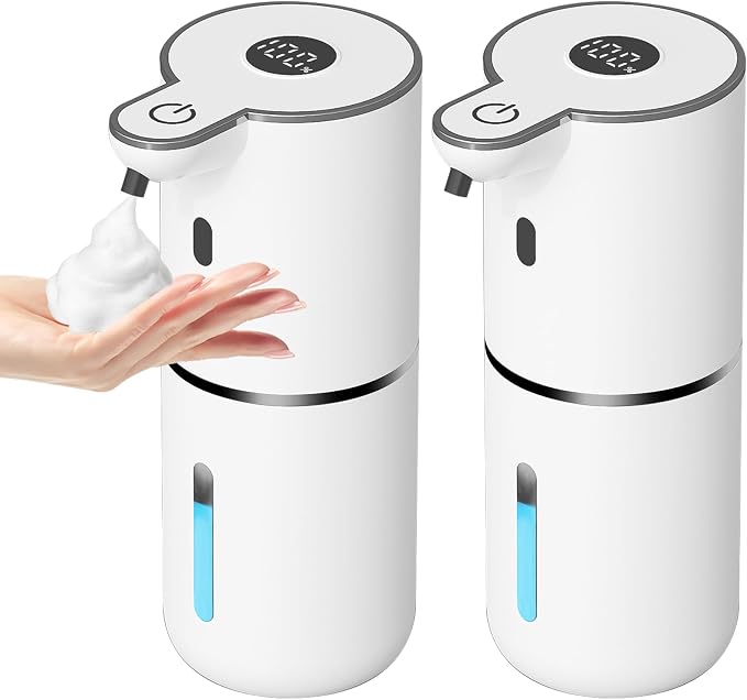 2 Pack Automatic Foaming Soap Dispenser Touchless, USB Rechargeable Smart Hand by OHIFAST