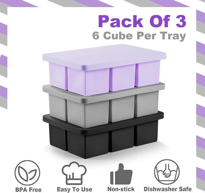 Nax Caki 3 Pack Silicone Large Ice Cube Tray - Image 5