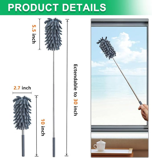 2 Pack Microfiber Duster for Cleaning, Washable Dusters, Extendable Pole - Image 2
