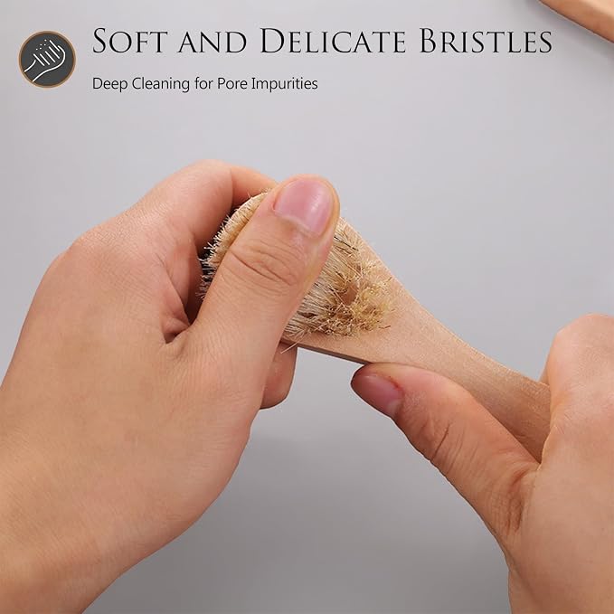 2 Pack Mini Dry Brush, Natural Bristle Small Body Brush, Exfoliating Facial - Image 5
