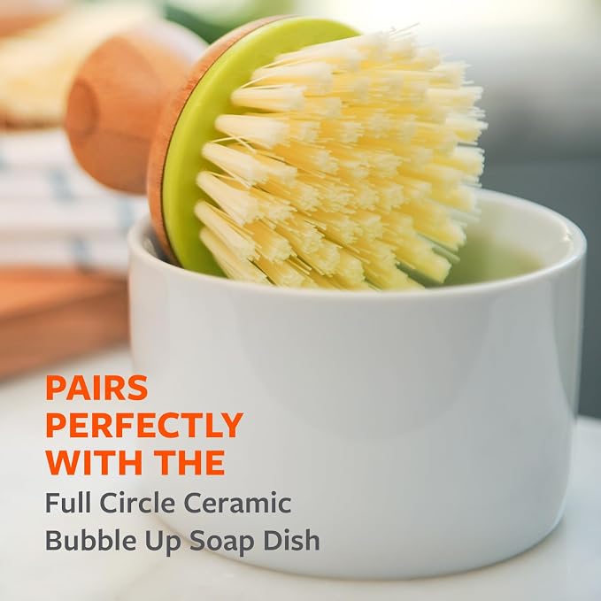 Full Circle Bubble Up Bamboo Dish Brush – Family Safe, - Image 5