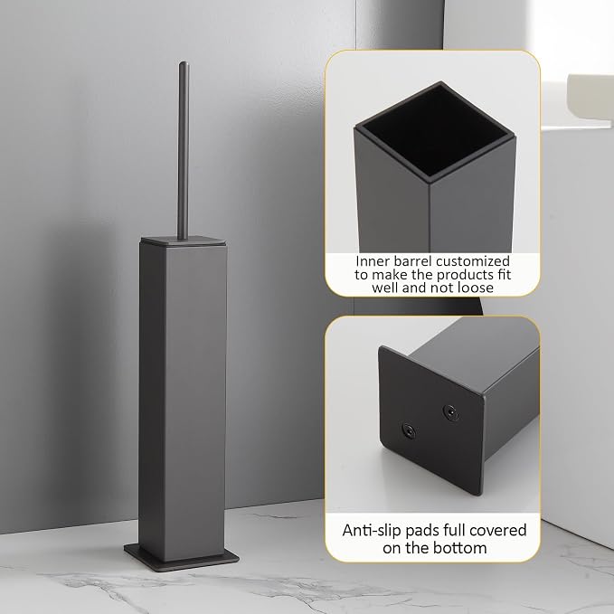 Toilet Brush and Holder Floor Standing, Gun Gray - Image 6