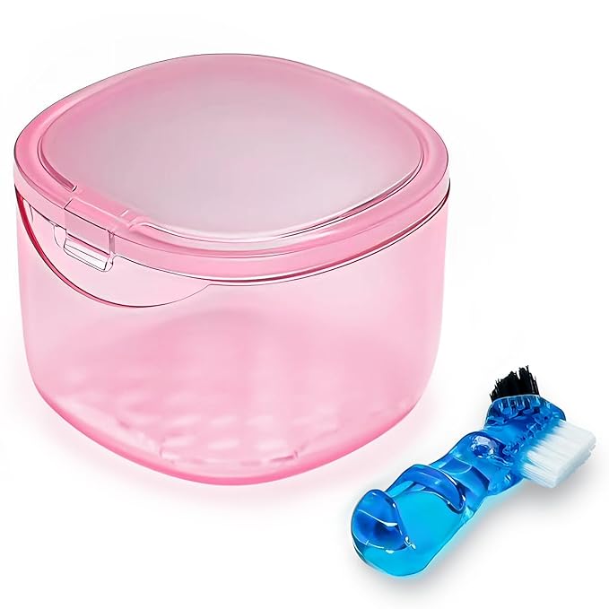 Travel Denture Case Denture Soaking Container by EZEELAI