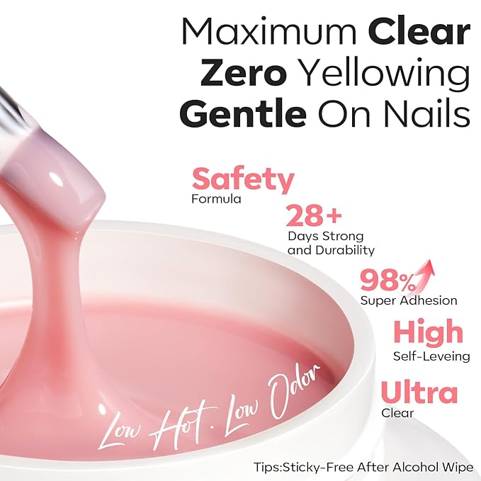 modelones Builder Nail Gel 3 Colors French Tip, 10-in-One Builder Clear Nude - Image 4