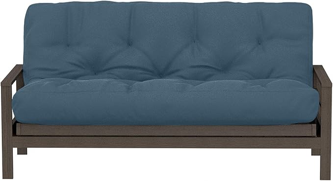 Royal Sleep Products by The Futon Factory 6 inch Foam Futon Mattress - Solid Denim Blue Cover - Full Size - CertiPUR Certified Foams - Made in USA - Replacement Mattress - (Frame not Included)