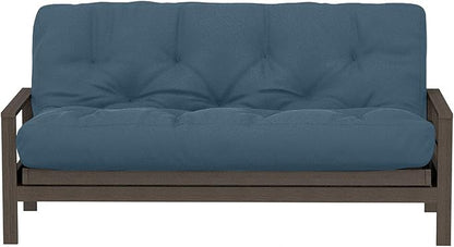 Royal Sleep Products by The Futon Factory 6 inch Foam Futon Mattress - Solid Denim Blue Cover - Full Size - CertiPUR Certified Foams - Made in USA - Replacement Mattress - (Frame not Included)