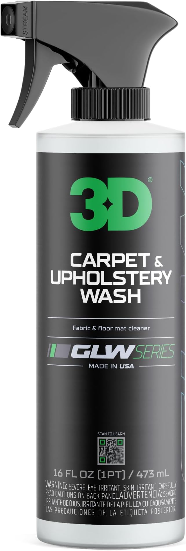 3D Carpet & Upholstery Cleaner, GLW Series | Ultra Powerful Stain Eliminator | by 3DCarCare