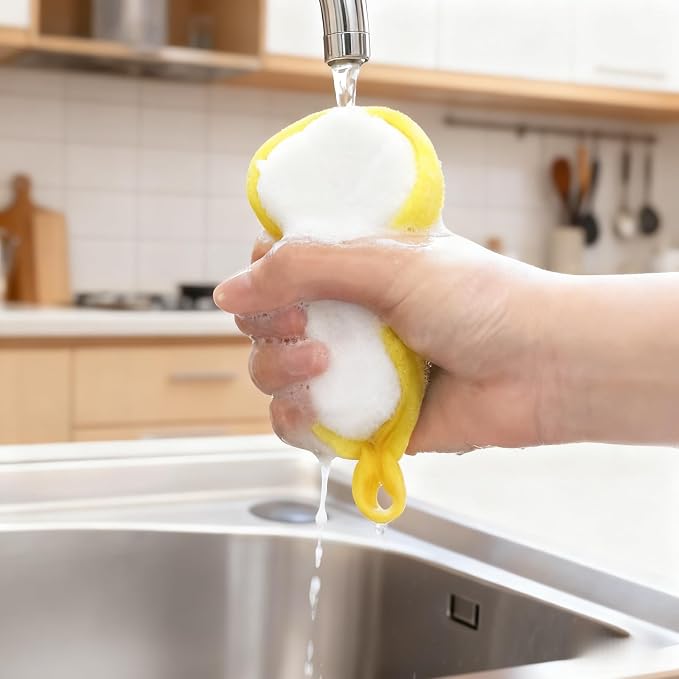 Double Sided Dish Sponges, Extra Thick 2.5cm Scrub Sponges Non Scratch - Image 7