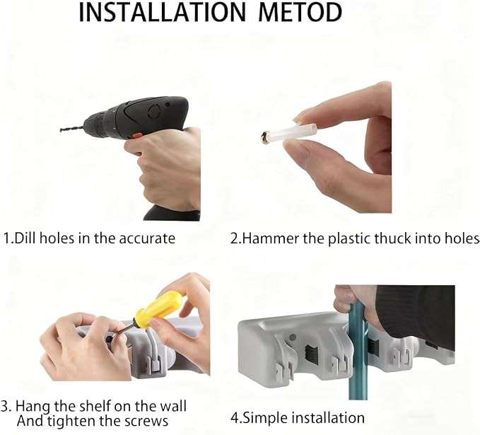 PP Plastic Multi-Function Broom & Mop Wall Mount Holder - Image 7