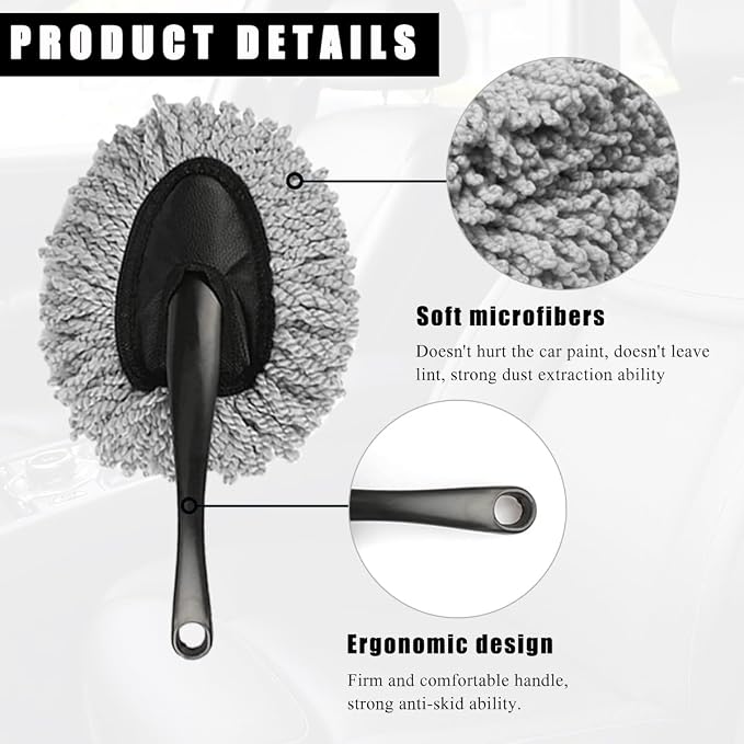 Car Dash Duster Brush, Super Soft Microfiber Multi-Functional Car Cleaning Brush - Image 3