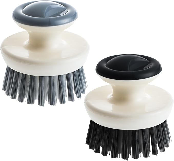 Dish Scrub Brush, Ergonomic Grip Palm Brush, Kitchen Scrub Brushes by MUUBOOX
