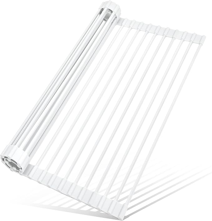 MERRYBOX Roll Up Over The Sink Dish Drying Rack Silicone Wrapped Foldable by MERRYBOX