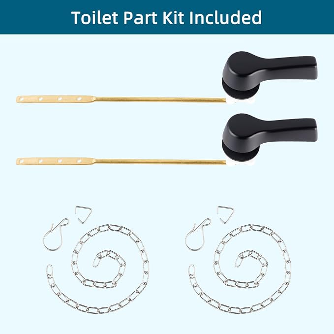 Hygie Rinse 2PCS Black Metal Toilet Handle Lever Flush Replacement, Universal - Image 2