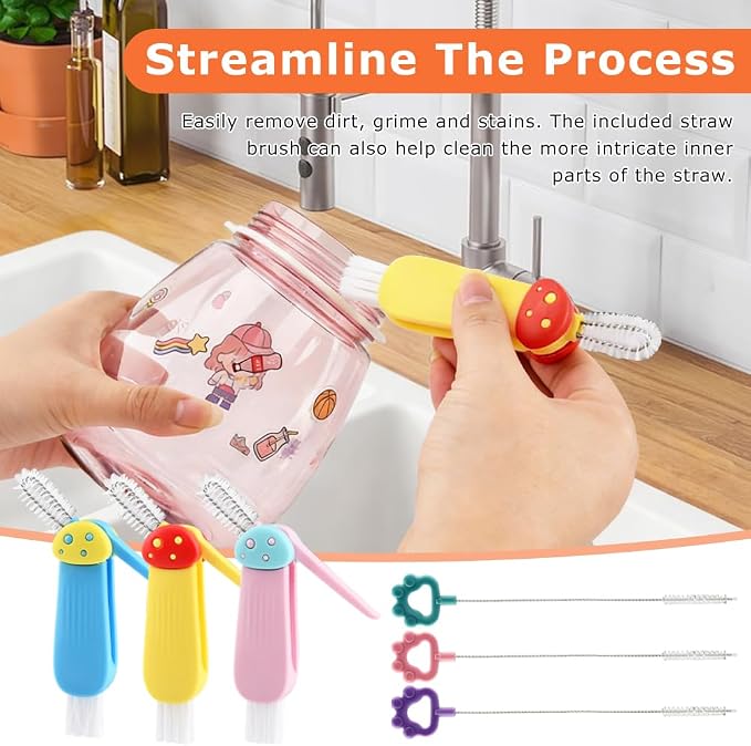 3 in 1 Cup Lid Cleaning Brush Multifunctional Cup Lid Ga-p Cleaner, Portable - Image 4