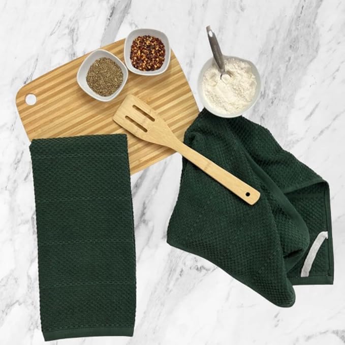 Serafina Home Dark Green Kitchen Dish Towels: 100% Cotton Cloth Soft Cleaning - Image 4