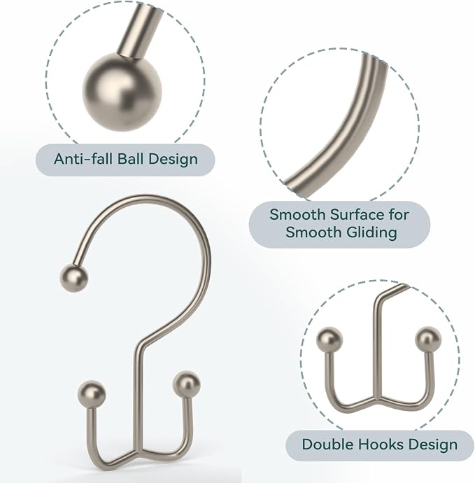 24 Pcs Shower Curtain Hooks, Goowin Shower Curtain Rings, Durable Shower - Image 5