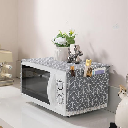 Microwave Oven Cover Dust Oil Proof Cotton Linen Waterproof Fabric Cloth Machine Protector Decorative Kitchen Appliance Cover 30 * 90cm Oven Cover Cloth Dust Cover(gray)