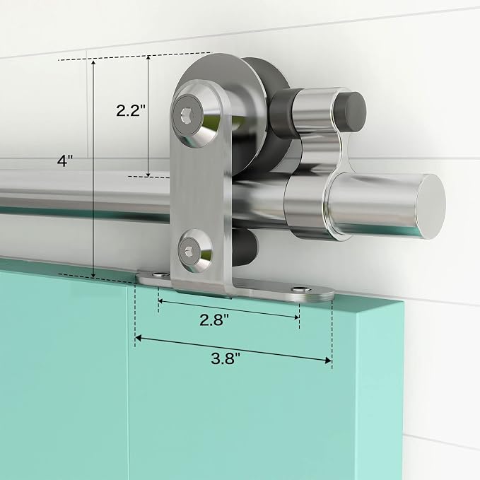 TSMST 5FT Sliding Barn Door Hardware Kit, Top Mount Stainless Steel Heavy Duty - Image 7