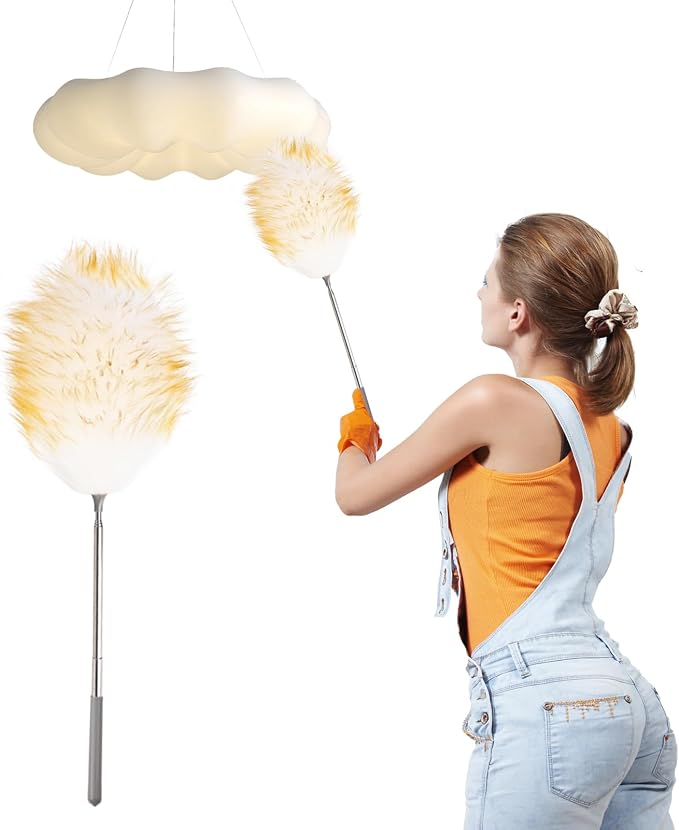 Lambswool Extendable Mini Duster 14-34 Inch Stainless Steel Extension by MAOFENGFEATHER