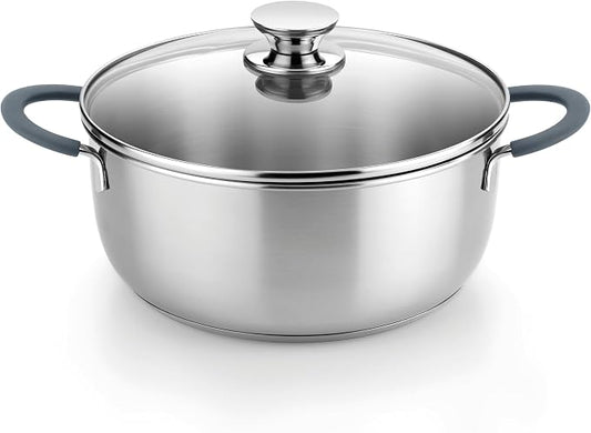 BRA COOKWARE Master Stainless Steel Stock Pot w/Glass Lid | 8 Inch 2.4 Quart by BRACookware