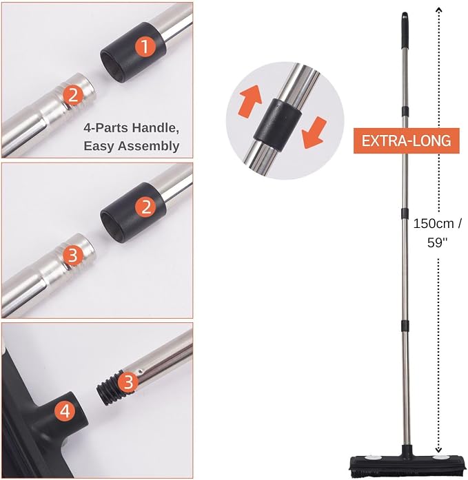 Carpet Rake Reusable Pet Hair Remover Rubber Broom - Image 7