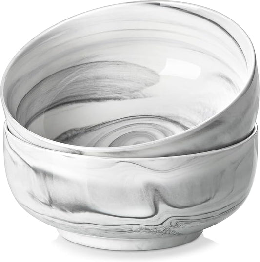 MALACASA Large Soup Bowls Set, 44 OZ Salad Bowl Cereal Bowl Set of 2, Marble by MALACASA