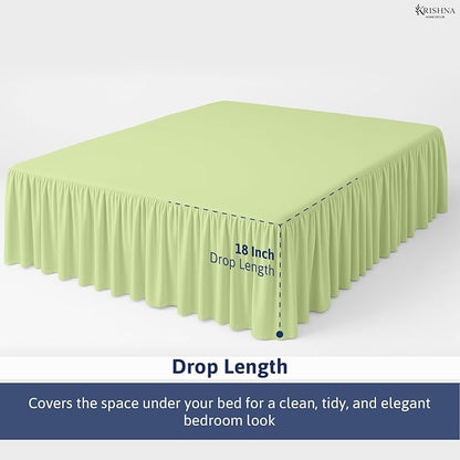 KRISHNA Ruffled Bed Skirt with Split Corners Twin, 100% Microfiber Hotel Quality, 18 Inch Drop Dust Ruffle Gathered Bedskirt with Platform, 39" x 75", Sage