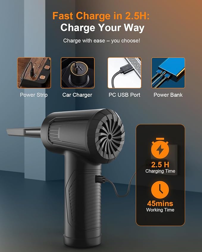 11-in-1 Compressed Air Duster-3-Gear Adjustable 120000 RPM Electric Air Duster - Image 7