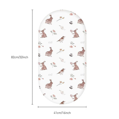 Gllquen Baby Bassinet Sheets Set 2-Pack, Breathable Cozy Bassinet Fitted Sheet Universal Fit Standard Mattress Oval Rectangle Cradle Baby Sheets for Baby Boy Girls Unisex 32"x16"(Rabbit)