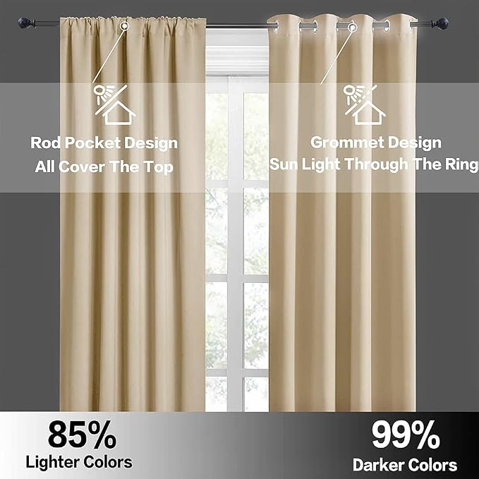RYB HOME Room Darkening Curtains Small Window Treatment Blackout Draperies - Image 5