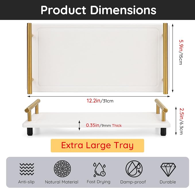Segbeauty 12x6in Water Absorbing Stone Tray - Image 4
