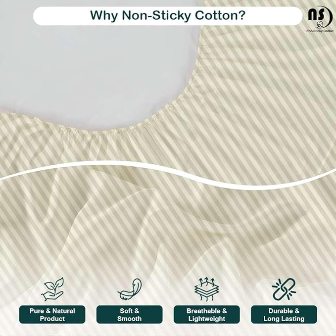 NON Sticky cotton Twin Size Sleeper Sofa Sheets, 4 Piece Egyptian Cotton Bed Sheet Set for Sofa Bed, 7" Deep Pocket for Pull Out Couch Mattress, 39" x 75", Ivory Stripe, Soft & Breathable