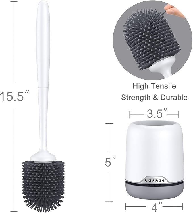 Lefree Toilet Brush and Holder Set, Silicone Brush - Image 3