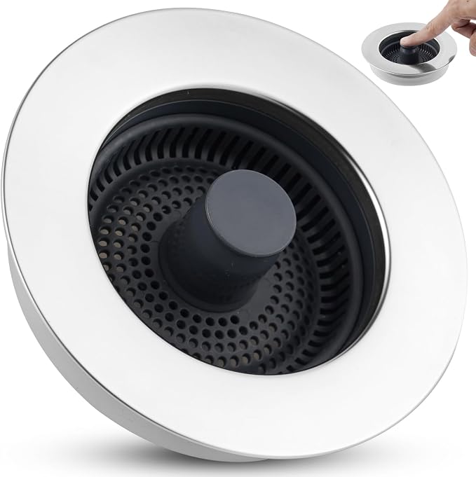 Universal Kitchen Sink Strainer Stopper Combo, 3 in 1 Pop Up Kitchen Sink by Greatcomfortathome