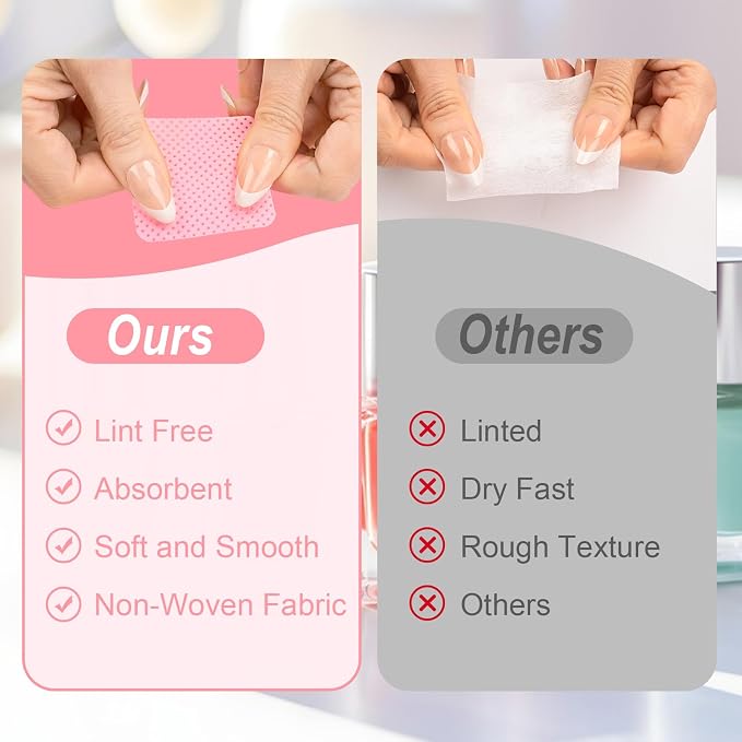 Lint Free Nail Wipes, Acetone Nail Polish Remover 1080PCS - Image 4