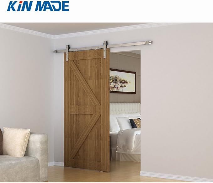 Stainless Steel J-Shape Basic Contemporary Sliding Barn Door Hardware Kit - Image 9