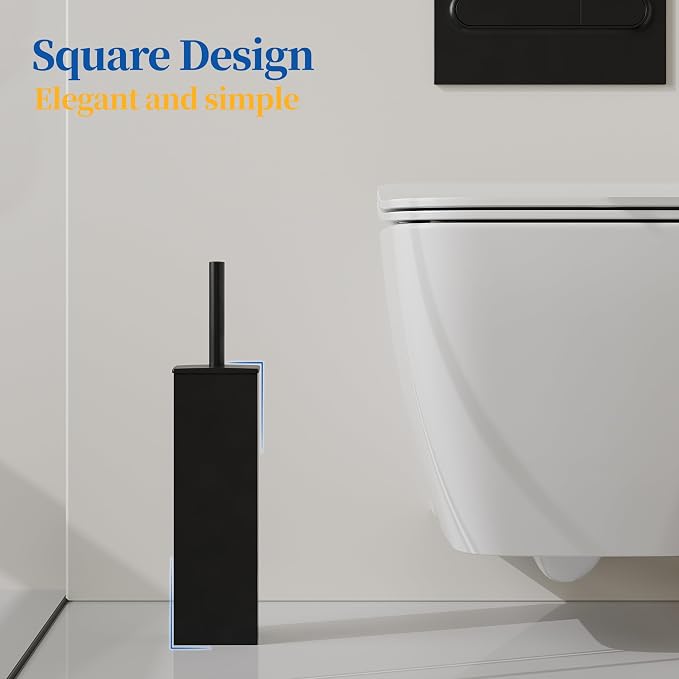 RUACQ Toilet Brush and Holder Set 2pcs, Square Toilet Bowl Brush - Image 2