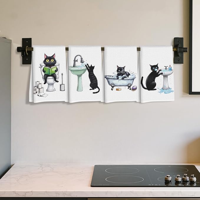 Hanamiya Na 4 Pcs Funny Cat Hand Towel - Image 3