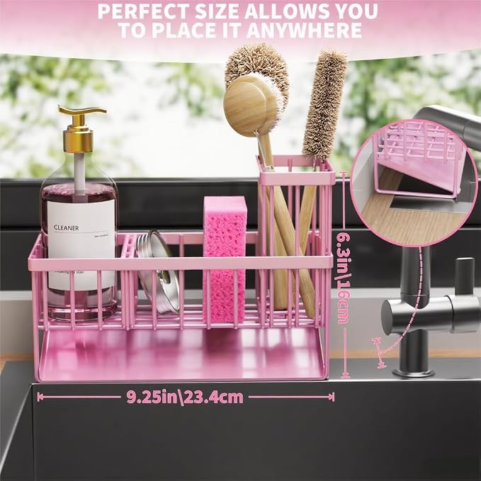 Cisily Pink Kitchen Sink Caddy Organzier - Image 4