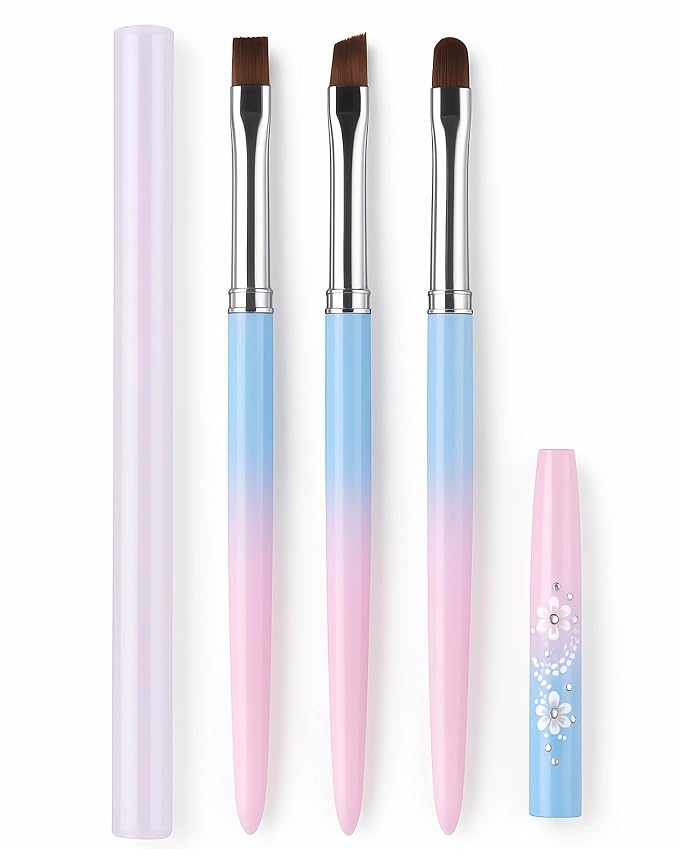 Nail Art Clean Up Brushes – 3pcs Flat, Angled & Oval Nail Brushes by JEONEKIDBEAUTY