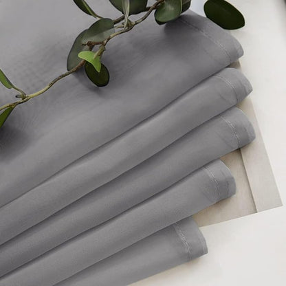 MIULEE 2 Panels Kitchen Tiers Half Window Sheer Curtains Rod Pocket Voile Drapes for Kitchen Bathroom Small Windows 29 by 24 Inch Charcoal Grey